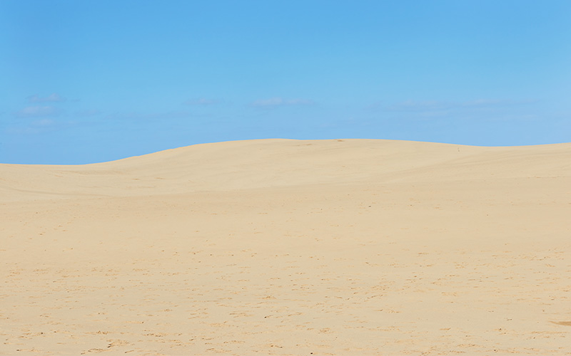 青い空に、どこまでも続く広〜い砂丘の風景